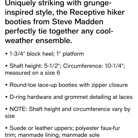 NEW Steve Madden Boots Receptive Ankle Olive Suede Leather Camo Sherpa Trim 7.5 - Picture 2 of 4